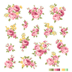 Beautiful rose illustration material collection,