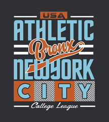 Athletic NYC Sport typography design for printing on t-shirts and other uses, Vector image illustration