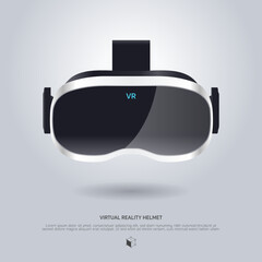 Realistic 3d VR Headset illustration. Vector Virtual Reality technology digital glasses poster template. Innovation device.