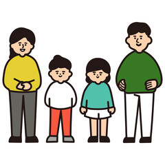 カラフルな四人家族　バラ