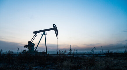 Naklejka premium The oilfield with pump units