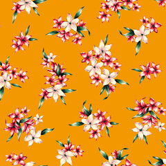 Obraz premium Tropical floral pattern made by hand,