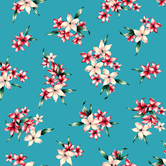 Obraz premium Tropical floral pattern made by hand,