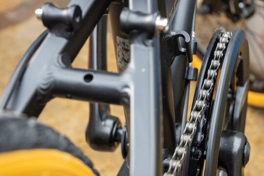 Gears and chains on folding bikes.