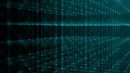 Abstract plexus blue geometry background. Digital technology network connection concept. 3D rendered illustration.