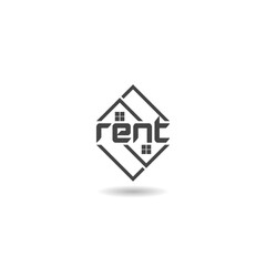 Rent house logo icon with shadow