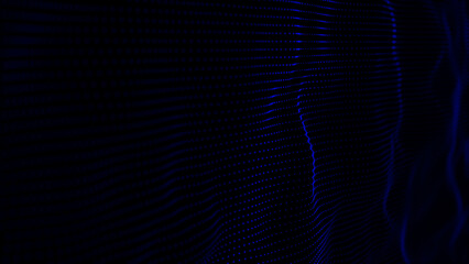 Wave of dots and weave lines. Abstract background. Network connection structure. 3d rendering.
