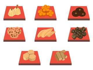 おせち料理　お煮しめ　お野菜煮物イラスト