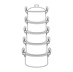Cooking pots stacking with five sizes, vector illustration
