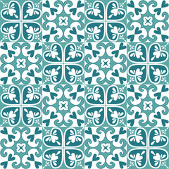 Ceramic tile mosaic in Arabic style, vector illustration. Green emerald contrast color