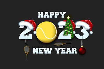 Happy New Year 2023 and tennis ball
