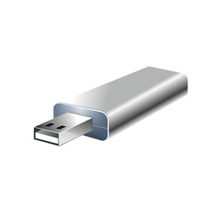 Thumb drive. Pen. Flash memory stick. USB device icon. External computer storage sign. Realistic drawing. Fast SSD. New icons vector illustration.
