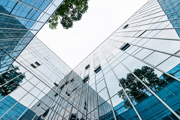 Low angle view of modern office building exterior