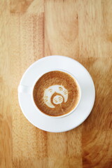 A cup of cappuccino top view