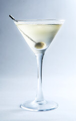 dry martini in front of white background - obrazy, fototapety, plakaty