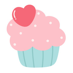 Happy valentine day cupcake icon.