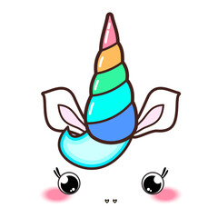 Kawaii cute unicorn horn, funny colorful  cartoon.