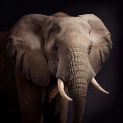 Studio portrait of african elephant (Generative AI)