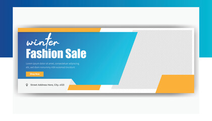 Winter fashion sale Facebook cover template design 