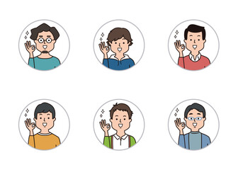 男性の表情アイコン　OKサイン