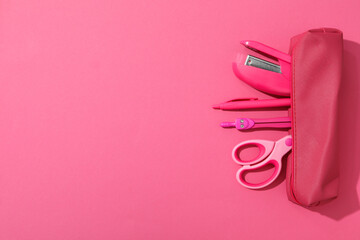 Obraz premium Concept of different stationery accessories, space for text