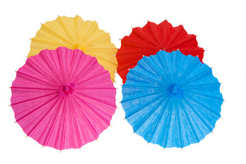 colored paper japanese umbrellas isolated