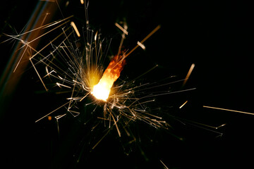 Blazing handheld firework as background
