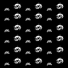 Black and white color of skull and flowers tattoo pattern
