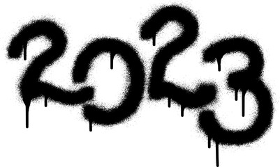 Number 2023 for happy new year with black spray paint