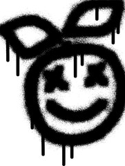 Graffiti emoticon apple with black spray paint