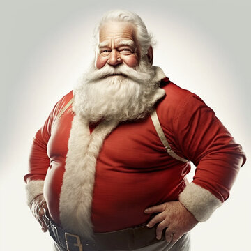 Illustration of Santa Claus, isolated on white background, digital art