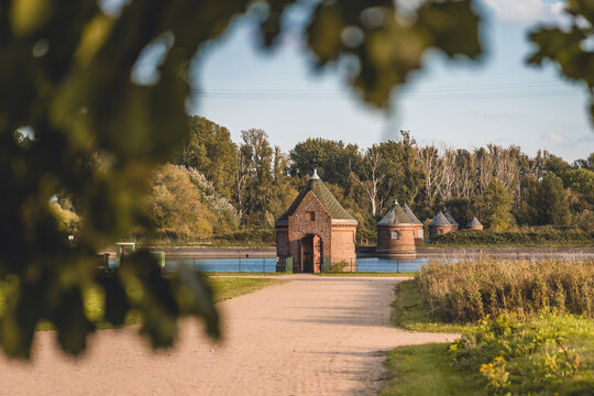 Germany, Hamburg, Historic filter houses on Kaltehofe island