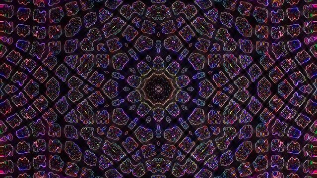 Abstract Kaleidoscope pattern with full colors. Magic mandala. 4k	