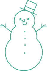 Christmas snowman green line