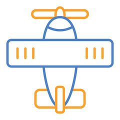 Plane Blue And Orange Line Icon