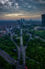 Fototapeta premium City building at surabaya on cloudy weather
