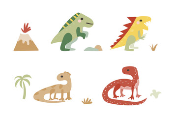 set of dinosaur  vector  illustration