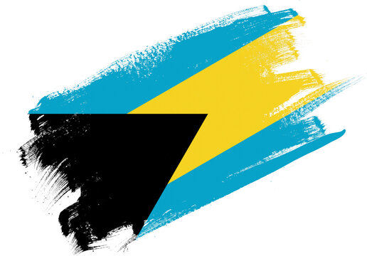 Abstract paint brush textured flag of bahamas on white background