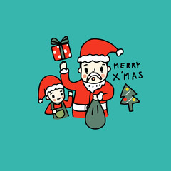 Santa claus with boy, Merry christmas