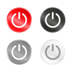 Button set. Black, white, grey and red. Vector design.