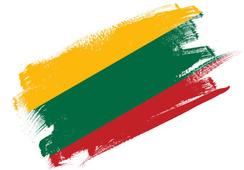 Obraz premium Abstract paint brush textured flag of lithuania on white background