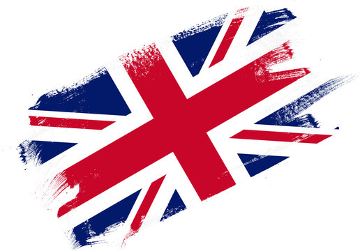Abstract paint brush textured flag of united kingdom on white background