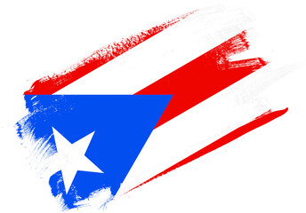 Obraz premium Abstract paint brush textured flag of puerto rico on white background