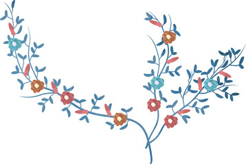 Watercolor winter floral leaf branch