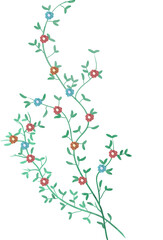 Watercolor winter floral leaf branch