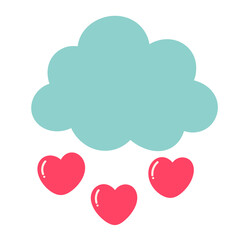 Cloud with falling hearts icon.