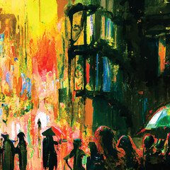 Obraz na płótnie Canvas Expressive Vector Cyberpunk City 29