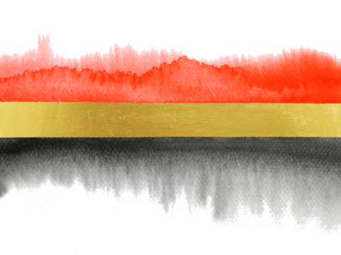 watercolor painting template abstract frame gold black and red hand drawn. png background. asian style.	