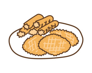 Hand drawn doodle waffle isolated on white background. Cute colored design