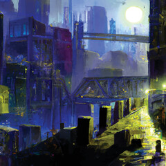 Expressive Vector Cyberpunk  City 32